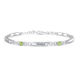Engravable Classic Family Bracelet with Round Birthstones (1-5 Stones)