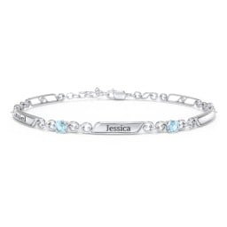 Engravable Classic Family Bracelet with Round Birthstones (1-5 Stones)