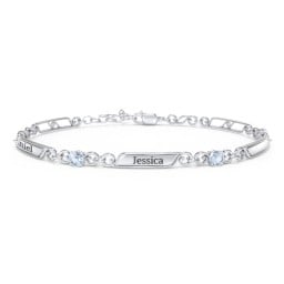 Engravable Classic Family Bracelet with Round Birthstones (1-5 Stones)