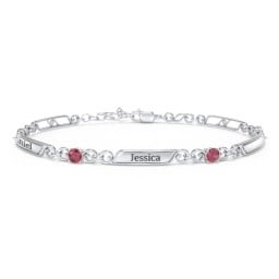Engravable Classic Family Bracelet with Round Birthstones (1-5 Stones)