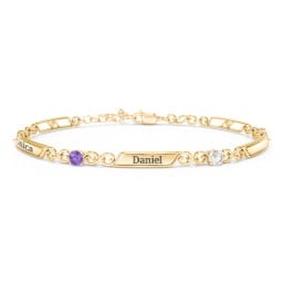 Engravable Classic Family Bracelet with Round Birthstones (1-5 Stones)