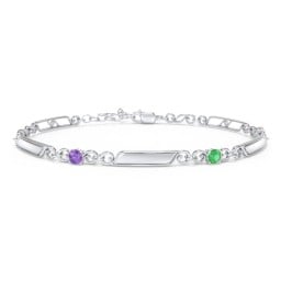 Engravable Classic Family Bracelet with Round Birthstones (1-5 Stones)