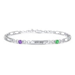 Engravable Classic Family Bracelet with Round Birthstones (1-5 Stones)