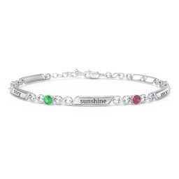 Engravable Classic Family Bracelet with Round Birthstones (1-5 Stones)