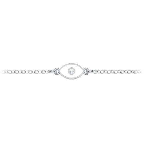 Evil Eye Bracelet with Accent Stone and Cold Enamel – Sterling Silver with Lab Diamond