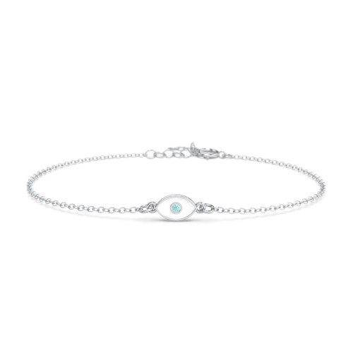 Evil Eye Bracelet with Accent Stone and Cold Enamel – Sterling Silver with Mint Premium Zirconia