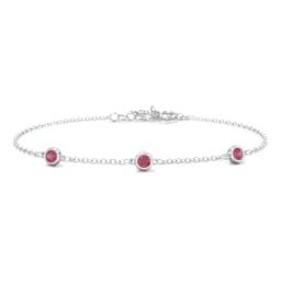 Bezel-Set Round Stone Station Bracelet