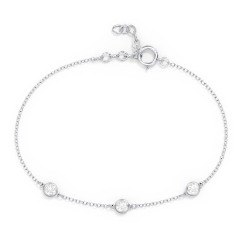 Bezel-Set Round Stone Station Bracelet