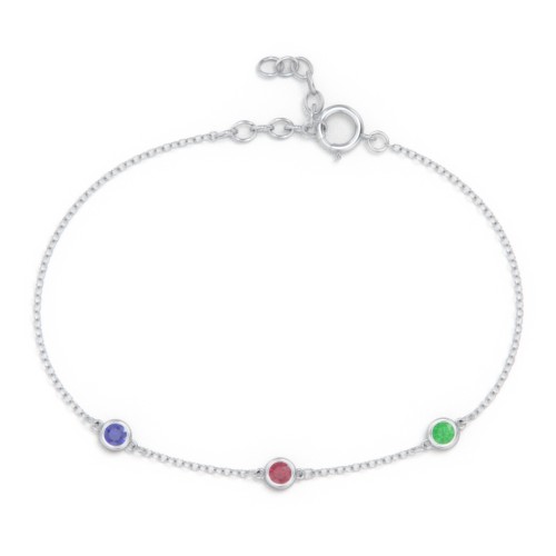 Bezel-Set Round Stone Station Bracelet