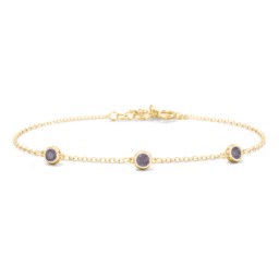 Bezel-Set Round Stone Station Bracelet in 18K Gold Plated Silver with Alexandrite