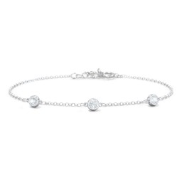 Bezel-Set Round Stone Station Bracelet in 925 Sterling Silver with Aquamarine
