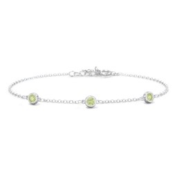 Bezel-Set Round Stone Station Bracelet in 925 Sterling Silver with Peridot