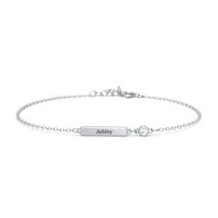Engravable Bar Bracelet with Bezel Set Stone