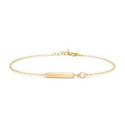 Engravable Bar Bracelet with Bezel Set Stone