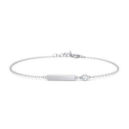 Engravable Bar Bracelet with Bezel Set Stone