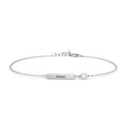 Engravable Bar Bracelet with Bezel Set Stone