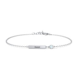 Engravable Bar Bracelet with Bezel Set Stone