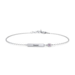 Engravable Bar Bracelet with Bezel Set Stone