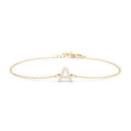 Pavé Initial Bracelet - A in 18K Gold Plated Silver with White Premium Zirconia