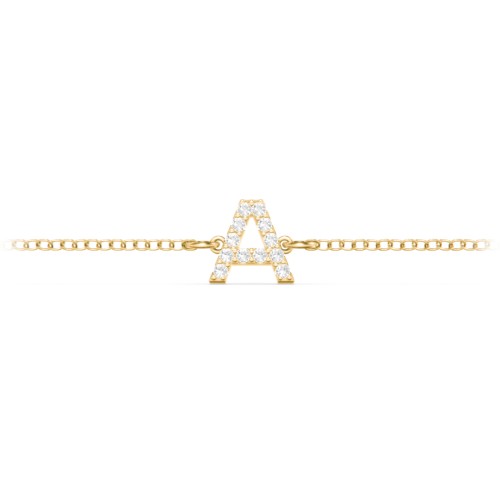 Pavé Initial Bracelet - A – 18K Gold Plated Silver with White Premium Zirconia
