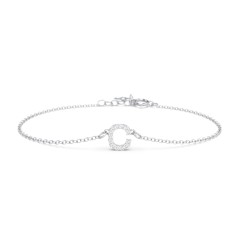 Pavé Initial Bracelet - C – Sterling Silver with White Premium Zirconia