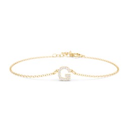 Pavé Initial Bracelet - G in 18K Gold Plated Silver with White Premium Zirconia