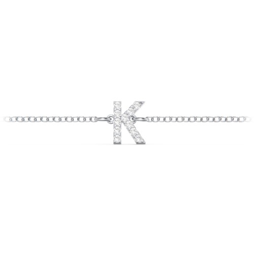 Pavé Initial Bracelet - K – Sterling Silver with White Premium Zirconia