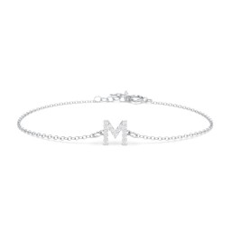 Pavé Initial Bracelet - M in 925 Sterling Silver with White Premium Zirconia