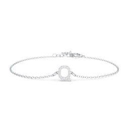 Pavé Initial Bracelet - Q in 925 Sterling Silver with White Premium Zirconia