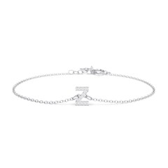 Pavé Initial Bracelet - Z – 18K Gold Plated Silver with White Premium Zirconia