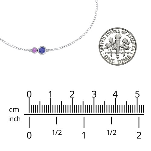 Generations 2-Stone Bezel Set Mother's Bracelet – 18K Gold Plated Silver with Pink Tourmaline and Opal