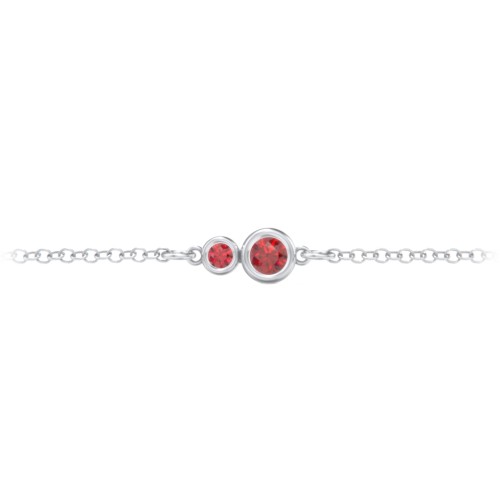 Generations 2-Stone Bezel Set Mother's Bracelet – Sterling Silver with Garnet