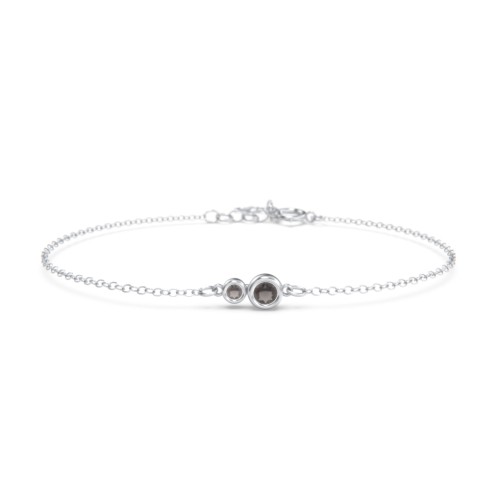 Generations 2-Stone Bezel Set Mother's Bracelet – Sterling Silver with Smokey Quartz