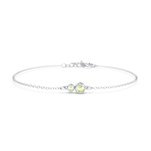 Generations 2-Stone Bezel Set Mother's Bracelet – Sterling Silver with Peridot