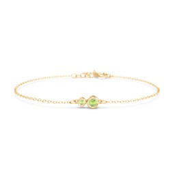 Generations 2-Stone Bezel Set Mother's Bracelet in 10K Solid Yellow Gold with Peridot