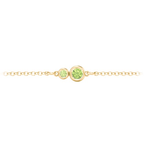 Generations 2-Stone Bezel Set Mother's Bracelet – 10K Yellow Gold with Peridot