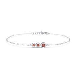 Generations 3-Stone Bezel Set Mother's Bracelet in 925 Sterling Silver with Garnet