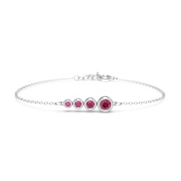 Generations 4-Stone Bezel Set Mother's Bracelet in 925 Sterling Silver with Ruby
