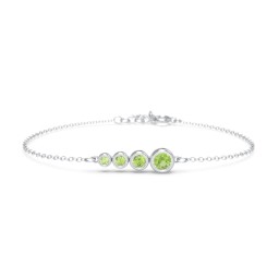 Generations 4-Stone Bezel Set Mother's Bracelet in 925 Sterling Silver with Peridot