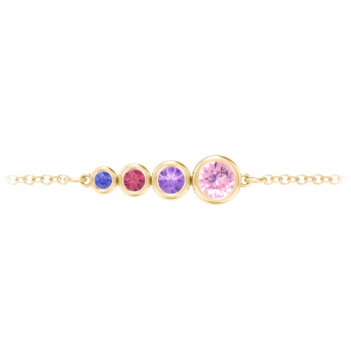 Generations 4-Stone Bezel Set Mother's Bracelet – 10K Yellow Gold with Pink Tourmaline, Amethyst, Ruby, and Blue Sapphire