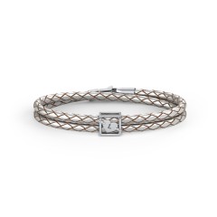 Engravable Sterling Silver Framed Heart Leather Bracelet – Sterling Silver