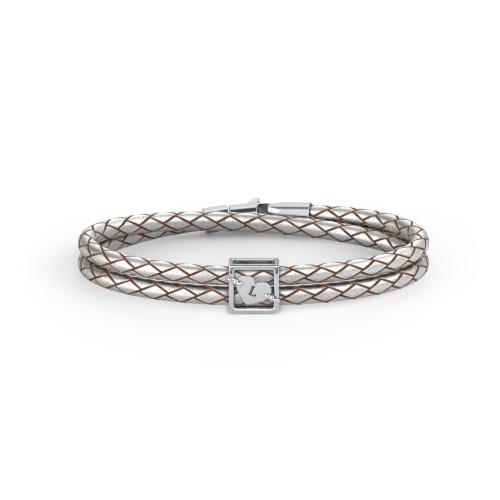 Engravable Sterling Silver Framed Heart Leather Bracelet – Sterling Silver