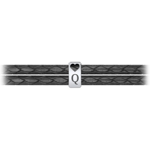 Engravable Sterling Silver Tag with Heart Leather Bracelet – Sterling Silver