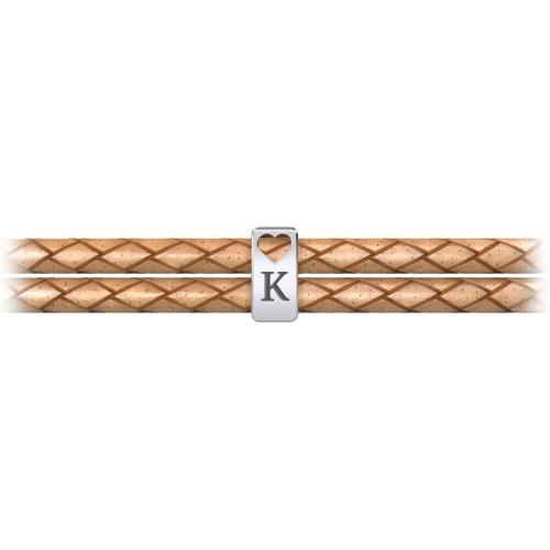 Engravable Sterling Silver Tag with Heart Leather Bracelet – Sterling Silver