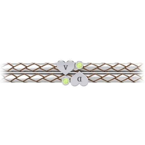 Engravable Sterling Silver Heart & Gemstone Leather Bracelet - 2