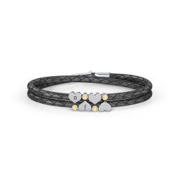 Engravable Sterling Silver Heart & Gemstone Leather Bracelet - 4 in 925 Sterling Silver with Citrine