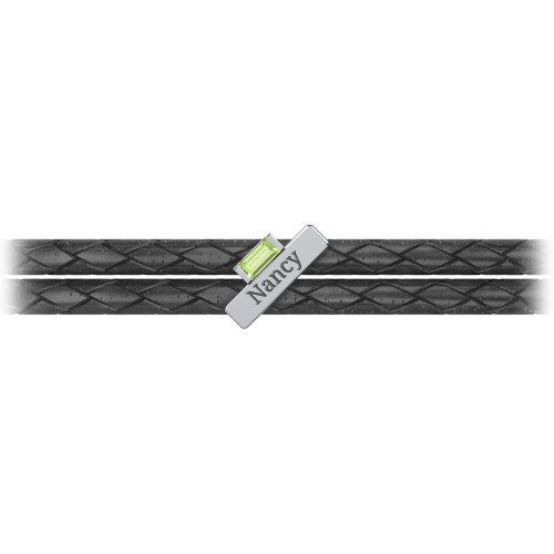 Engravable Sterling Silver Bar & Baguette Leather Bracelet