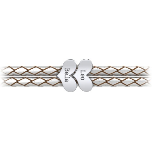 Engravable Sterling Silver Heart Leather Bracelet - 2