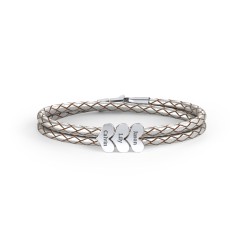 Engravable Sterling Silver Heart Leather Bracelet - 3