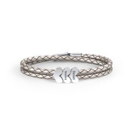 Engravable Sterling Silver Heart Leather Bracelet - 3
